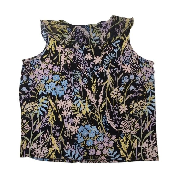 Calvin Klein Floral Top Womens Size 3X Sleeveless Blouse Ruffle V-Neck Travel - Picture 6 of 6